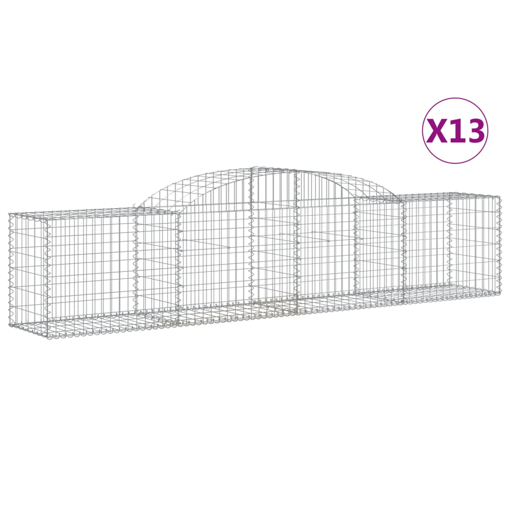 Cestas De Gaviones 13 Uds Forma De Arco Hierro 300x50x60/80 Cm_0