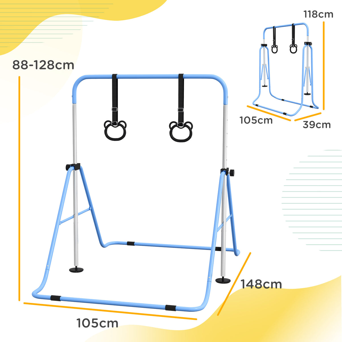 Barra De Gimnasia Homcom Acero Azul 148x105x128 Cm 340-016v00bu_2