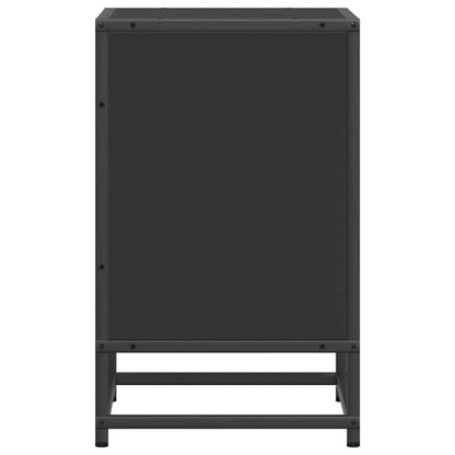 Mesita De Noche Madera Ingeniería Negro 40x31x50 Cm Metal_4