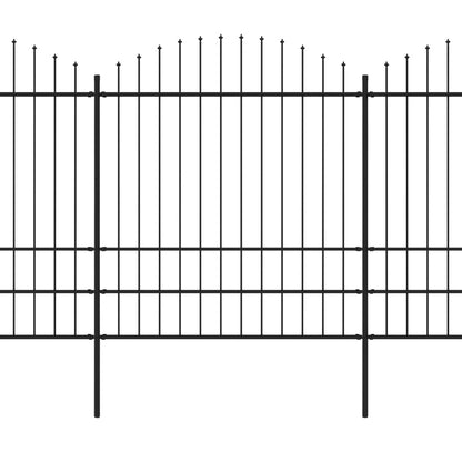Valla De Jardín Con Puntas De Lanza Acero Negro (1,75-2)x15,3m / Vetonek_4