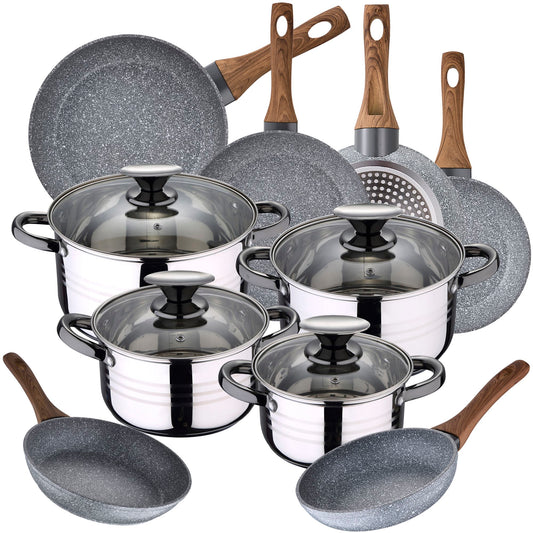 Bateria De Cocina 8 Piezas San Ignacio Dina De Acero Inoxidable Con Juego De Sartenes (18/20/22/24/26/28 Cm) San Ignacio Daimiel En Aluminio Forjado_0