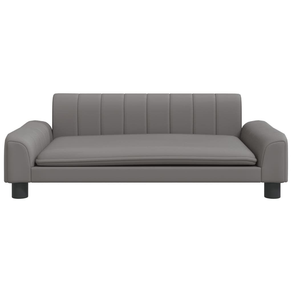 Cama Para Perros De Cuero Sintético Gris 90x53x30 Cm / Vetonek_3