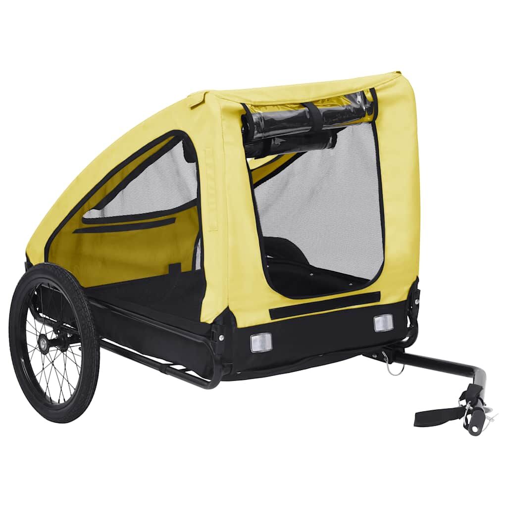 Vidaxl Remolque De Bicicleta Para Mascotas Amarillo Y Negro_1