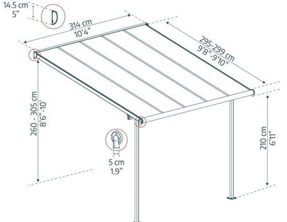 Pérgola adosada Capri 299x314 cm gris Canopia by Palram