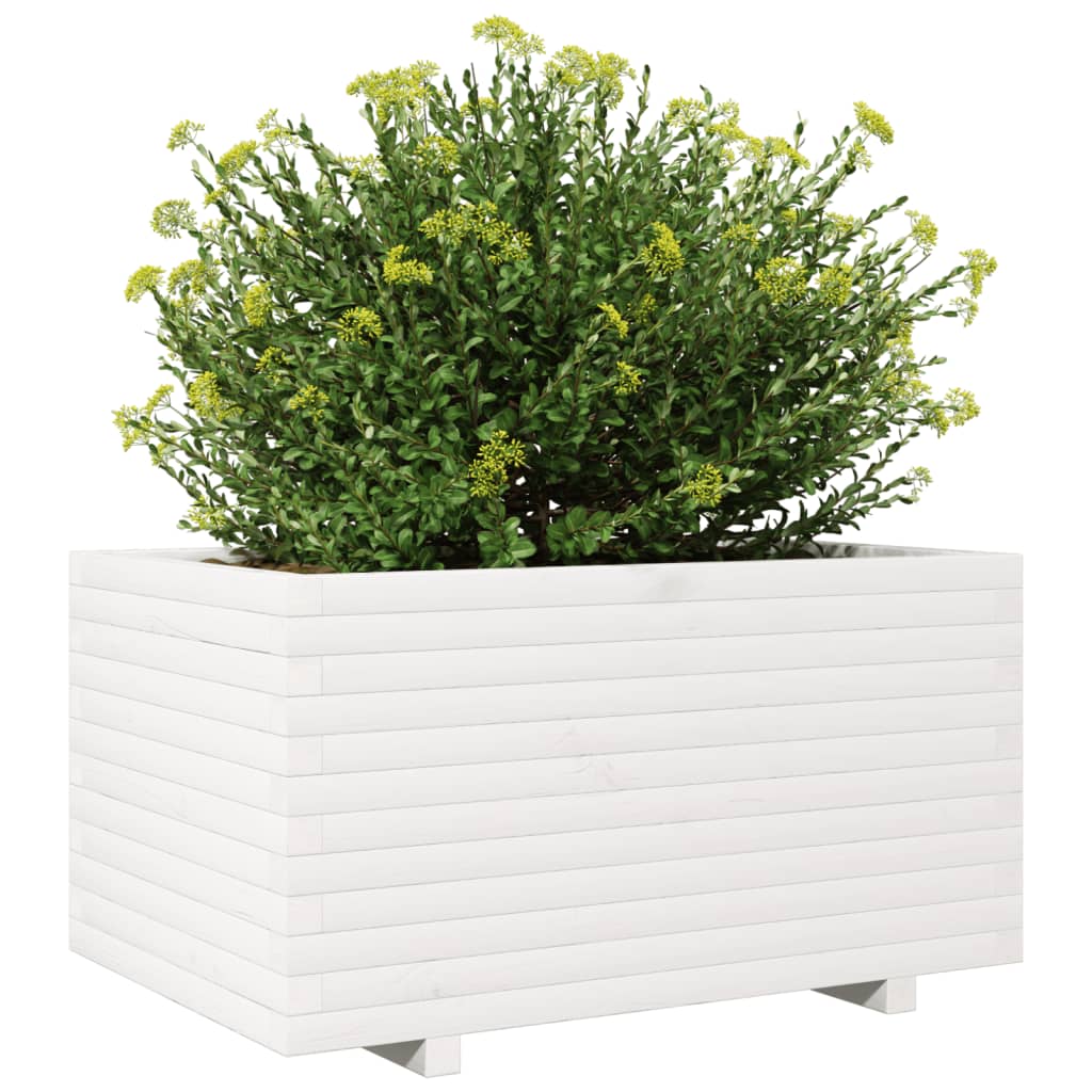 Jardinera Madera Maciza De Pino Blanco 90x60x49,5 Cm_3