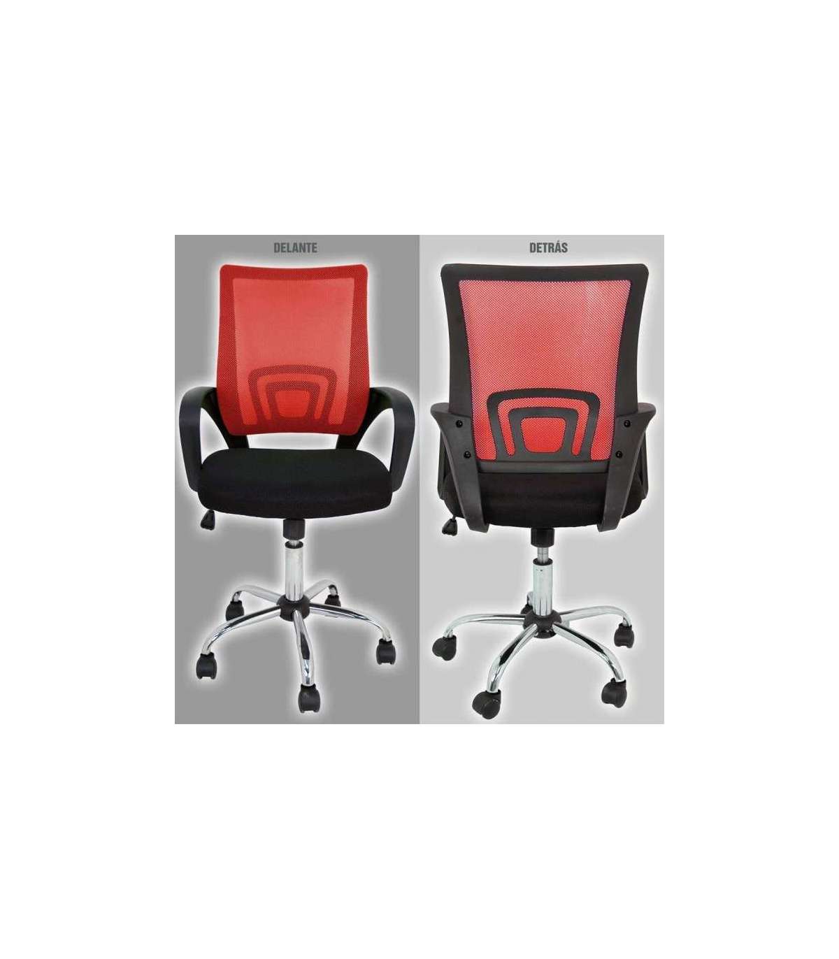 Silla Despacho Giratoria Logic Tapizada En Tejido Transpirable Negro/rojo, 90-102 Cm(alto)60 Cm(ancho)60 Cm(largo)_0