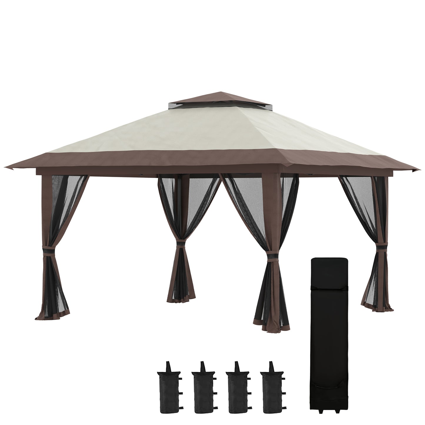 Outsunny Carpa Plegable Pop-up 4x4x2,8 M Altura Ajustable Protección Uv50+_0