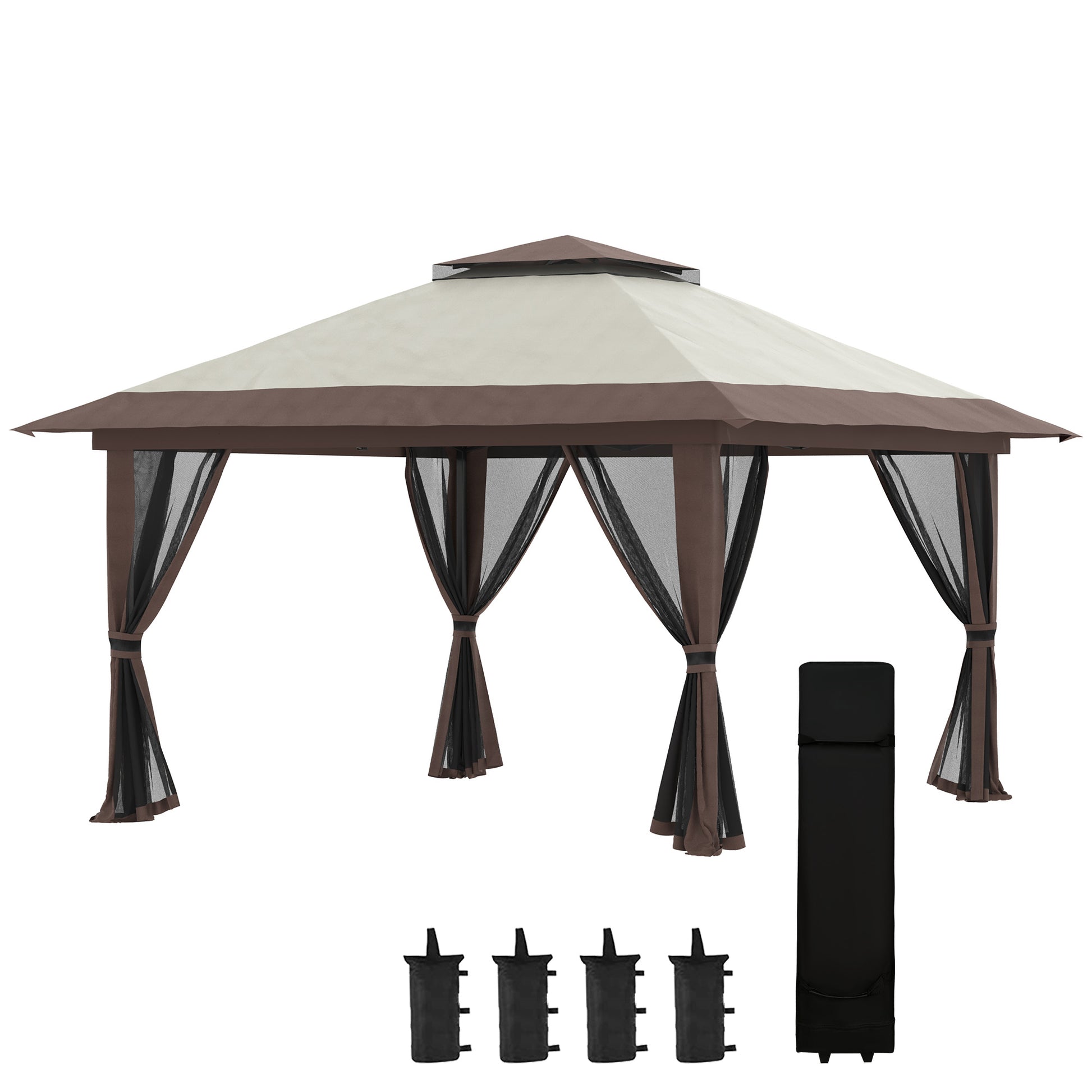 Outsunny Carpa Plegable Pop-up 4x4x2,8 M Altura Ajustable Protección Uv50+_0
