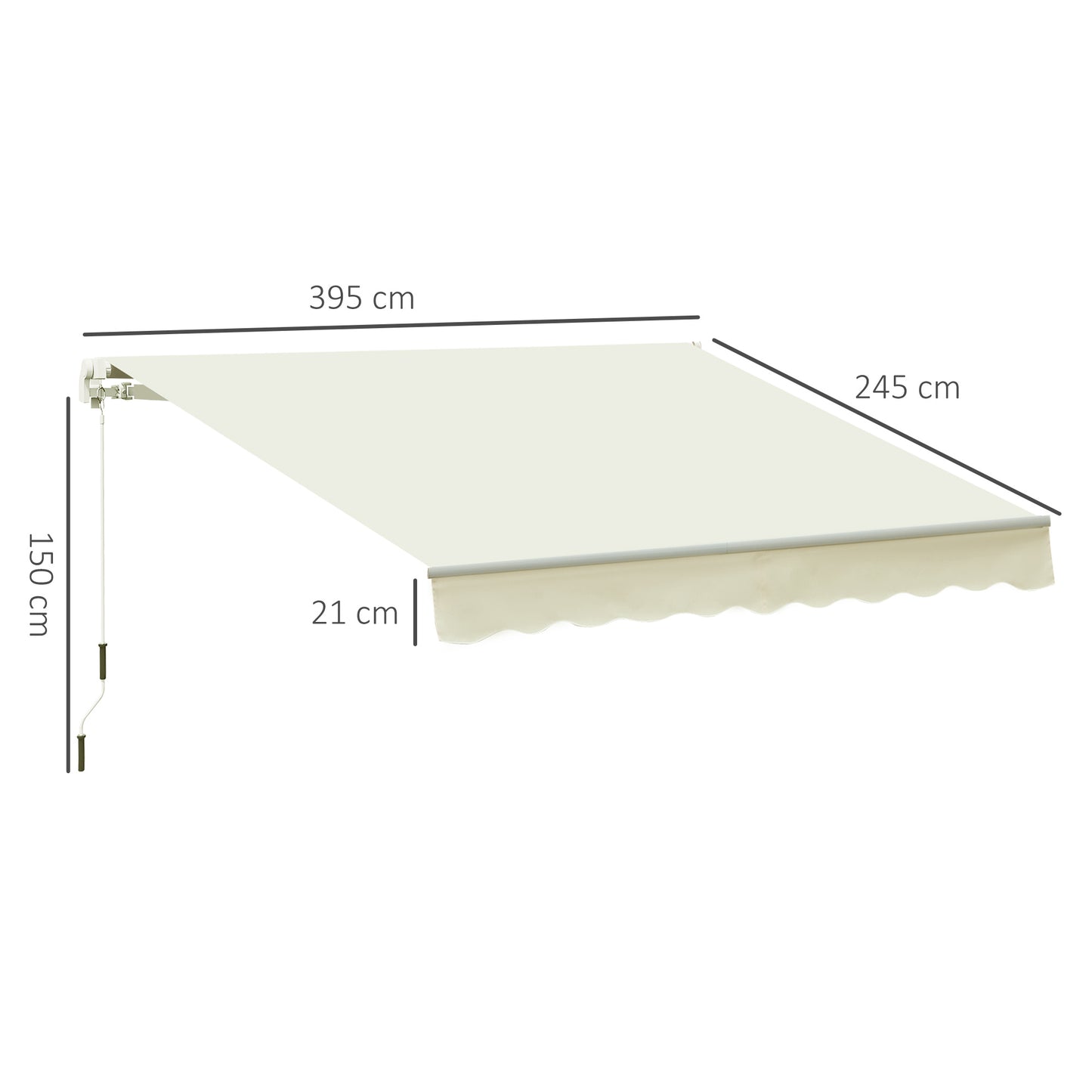 Outsunny Toldo Manual Con Brazo Articulado De Aluminio 4x2,5m Blanco_2