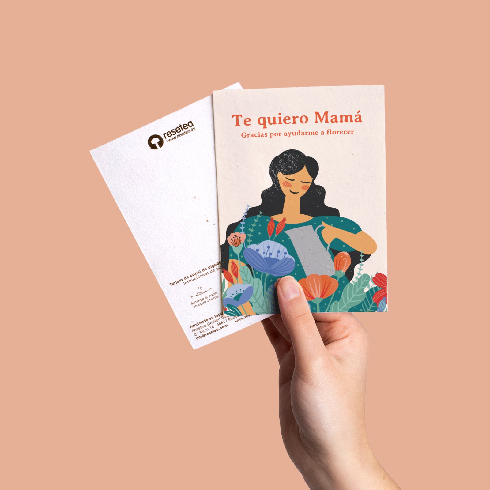 Postal Plantable Te Quiero Mamá con Semillas de Flor de Aliso – Detalle Original - Resetea_3