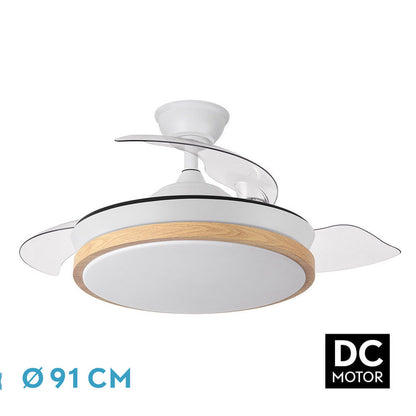 Ventilador Dc Evros Blanc/hay 72w 6120lm 91d 3aspas Desplegables 3000-4000-6000k Remoto, Temporizador, Memoria_0