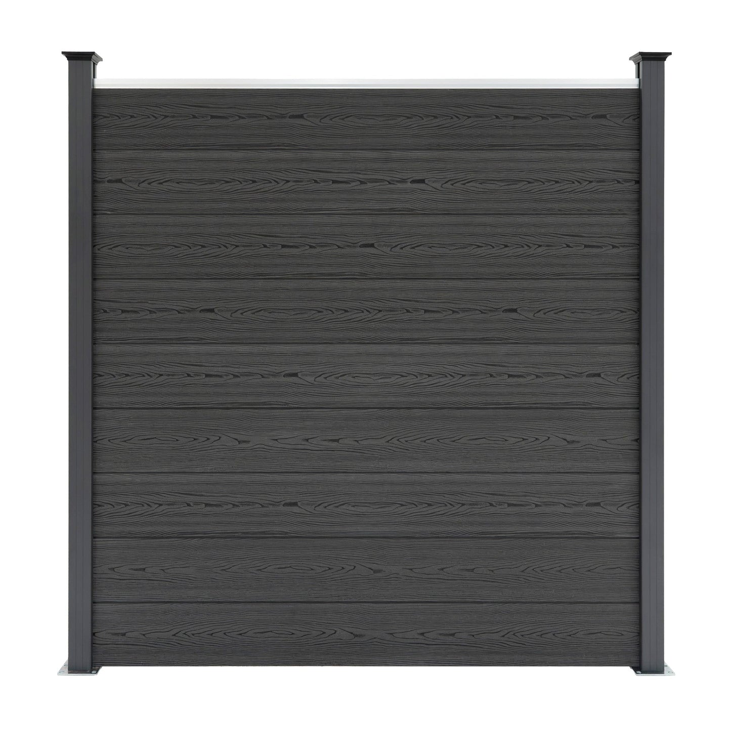 Vallas Para Exteriores De Wpc Y Aluminio - 7x Paneles Cuadrados + 1x Oblicuo + 8x Postes Con Led | Gris_3