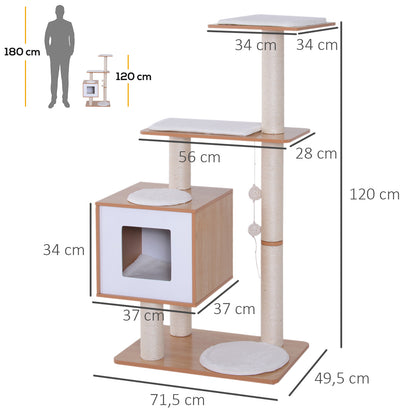 Pawhut Árbol Rascador Para Gatos De Madera 71_2