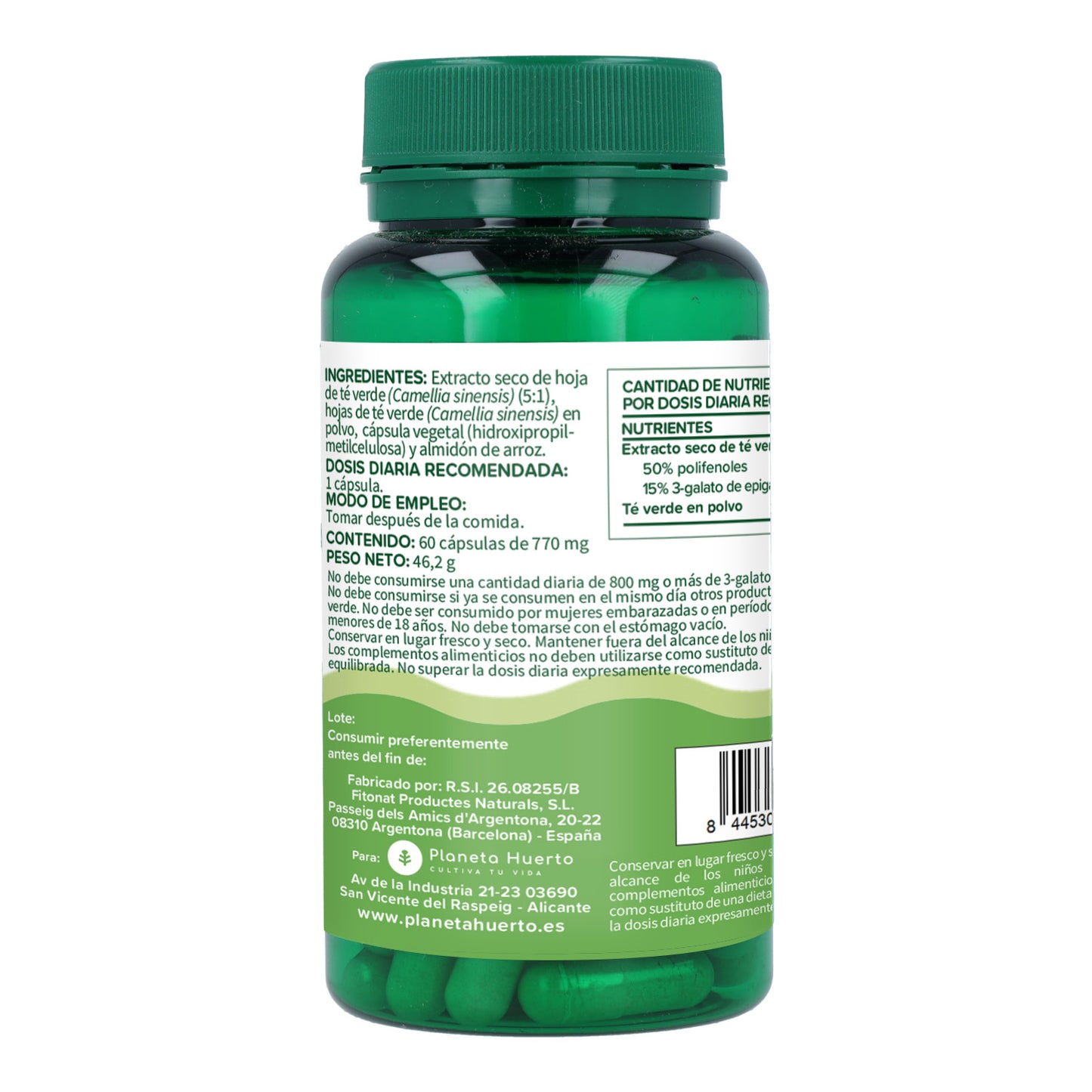 Té verde Planeta Huerto 60 Cápsulas