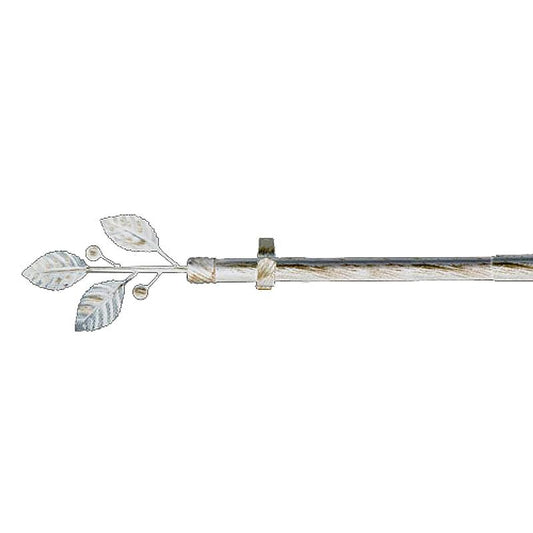 Barra Cortina Extensible Metal Ø 19 Mm. Extensible 1,1 / 2,0 Metros Marfil Oro Laurel Sin Anilla_0