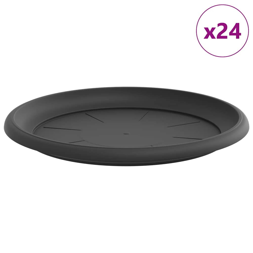 Bandeja Redonda Para Flores 24 Pcs Negro Ø 27 X 2,5 Cm Plástico_0