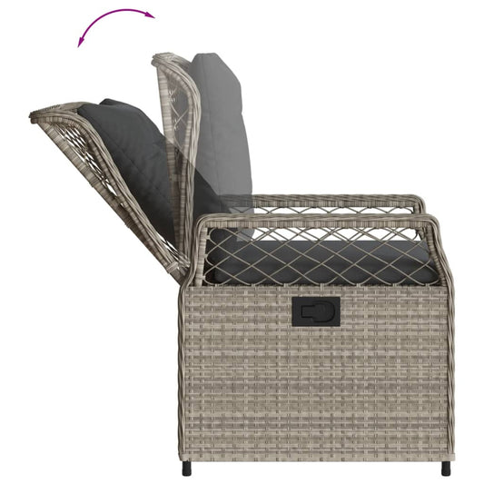Set Comedor Jardín 7 Pzas Y Cojines Ratán Sintético Gris Claro / Vetonek_0