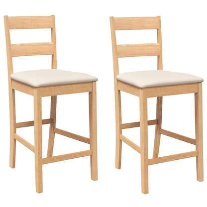 Taburetes De Bar Con Cojines 2 Uds Madera Maciza Natural Caucho_0