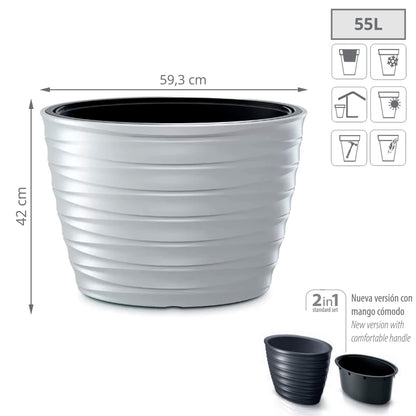 Maceta Freze - Oval 55l., Con Depósito, Dimensiones (mm) 593x393x420, Color Blanco_1
