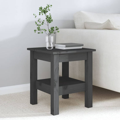 Mesa De Centro De Madera Maciza De Pino Gris 35x35x40 Cm_2