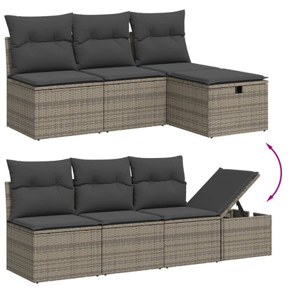 Set De Sofás De Jardín 8 Pzas Y Cojines Ratán Sintético Gris / Vetonek_2