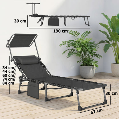Outsunny Set De 2 Tumbonas Plegables Reclinables Con Parasol Y Bolsillo Lateral_2