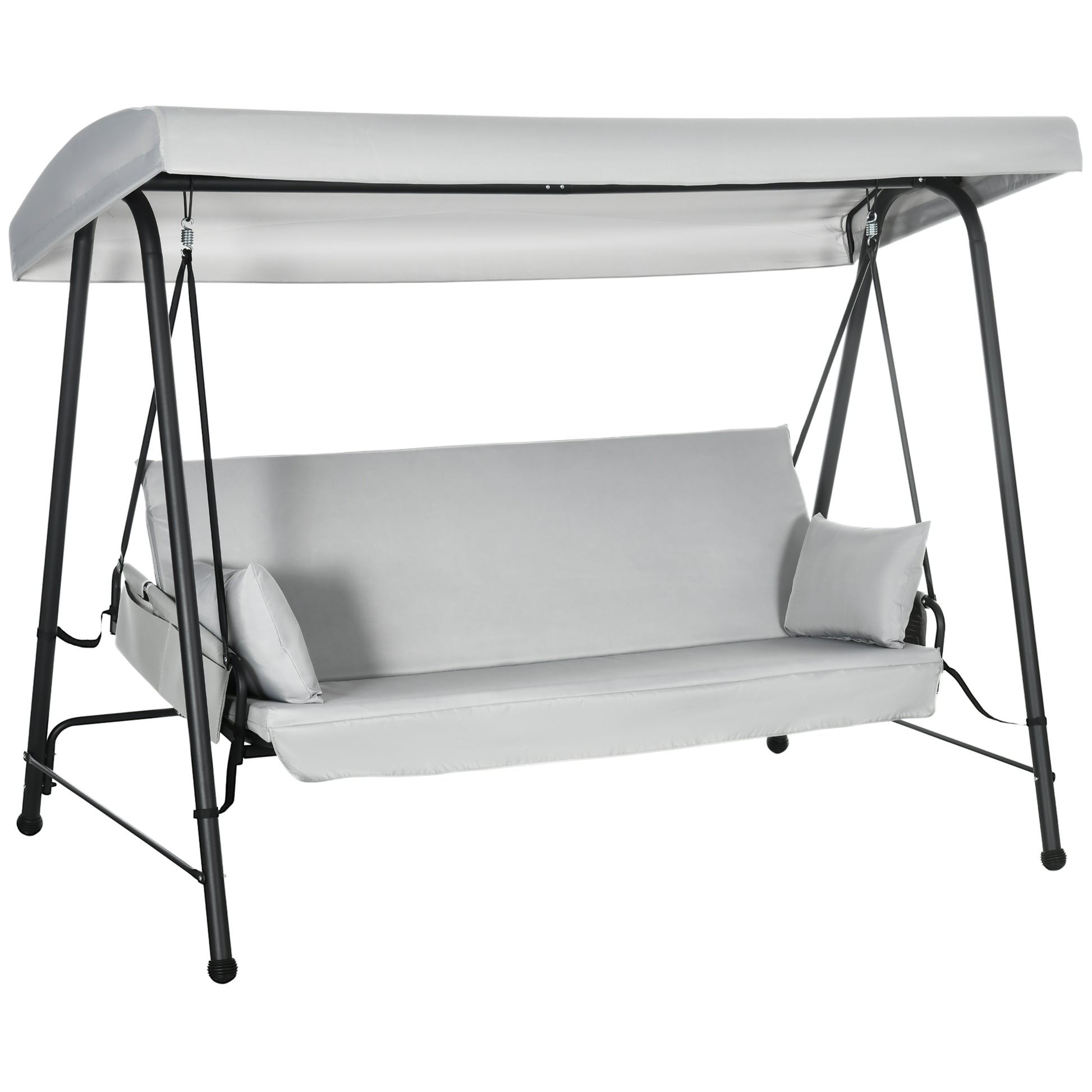 Outsunny Columpio De Jardín De 3 Plazas Convertible En Cama 236x138x185 Cm Gris_0