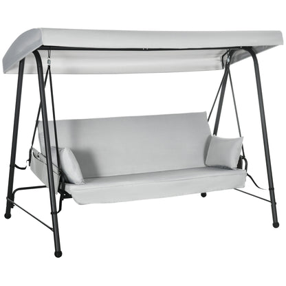 Outsunny Columpio De Jardín De 3 Plazas Convertible En Cama 236x138x185 Cm Gris_0