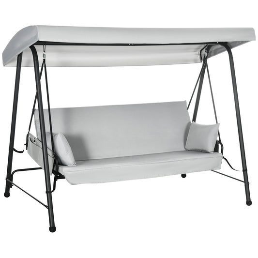 Outsunny Columpio De Jardín De 3 Plazas Convertible En Cama 236x138x185 Cm Gris_0