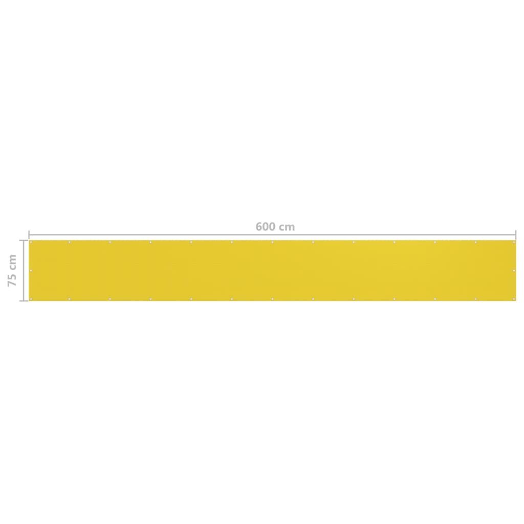Vidaxl Toldo Para Balcón Hdpe Amarillo 75x600 Cm_4