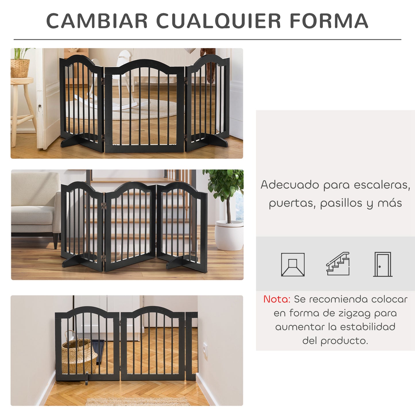 Pawhut Barrera De Seguridad Plegable De Perros Pequeños 154,5x29,5x61 Cm Negro_3