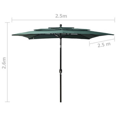 Vidaxl Sombrilla Jardín 3 Niveles Con Palo De Aluminio Verde 2,5x2,5 M_2