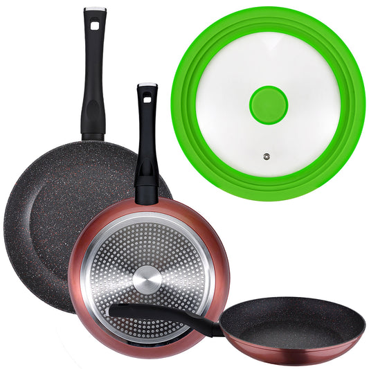 Pack De 3 Sartenes Ø20/24 Y 28 Cms + Tapa Universal (24,26,28cm) Color Verde_0