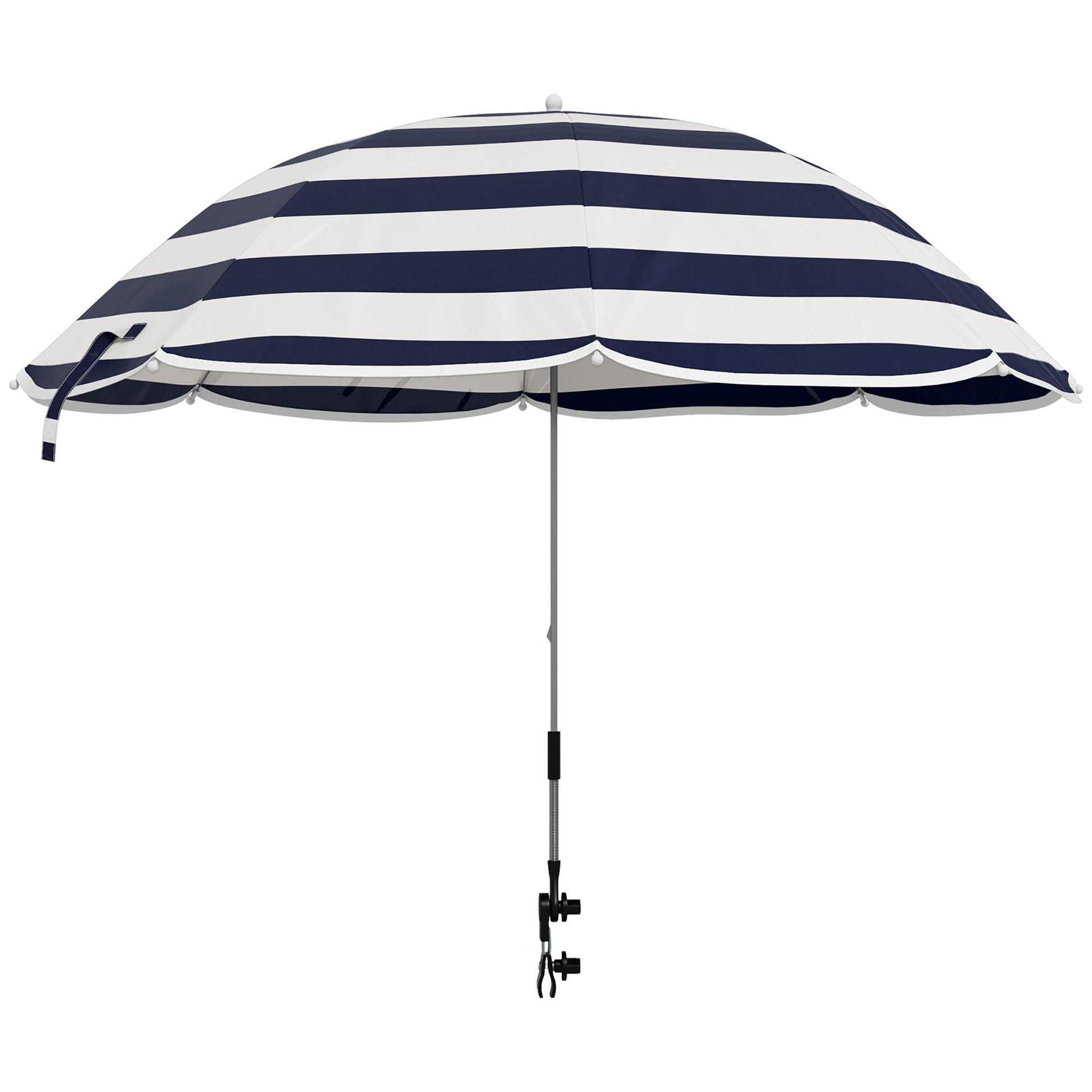Outsunny Sombrilla Playa Para Silla Ø103x97,5 Cm Con Abrazadera Azul Y Blanco_0