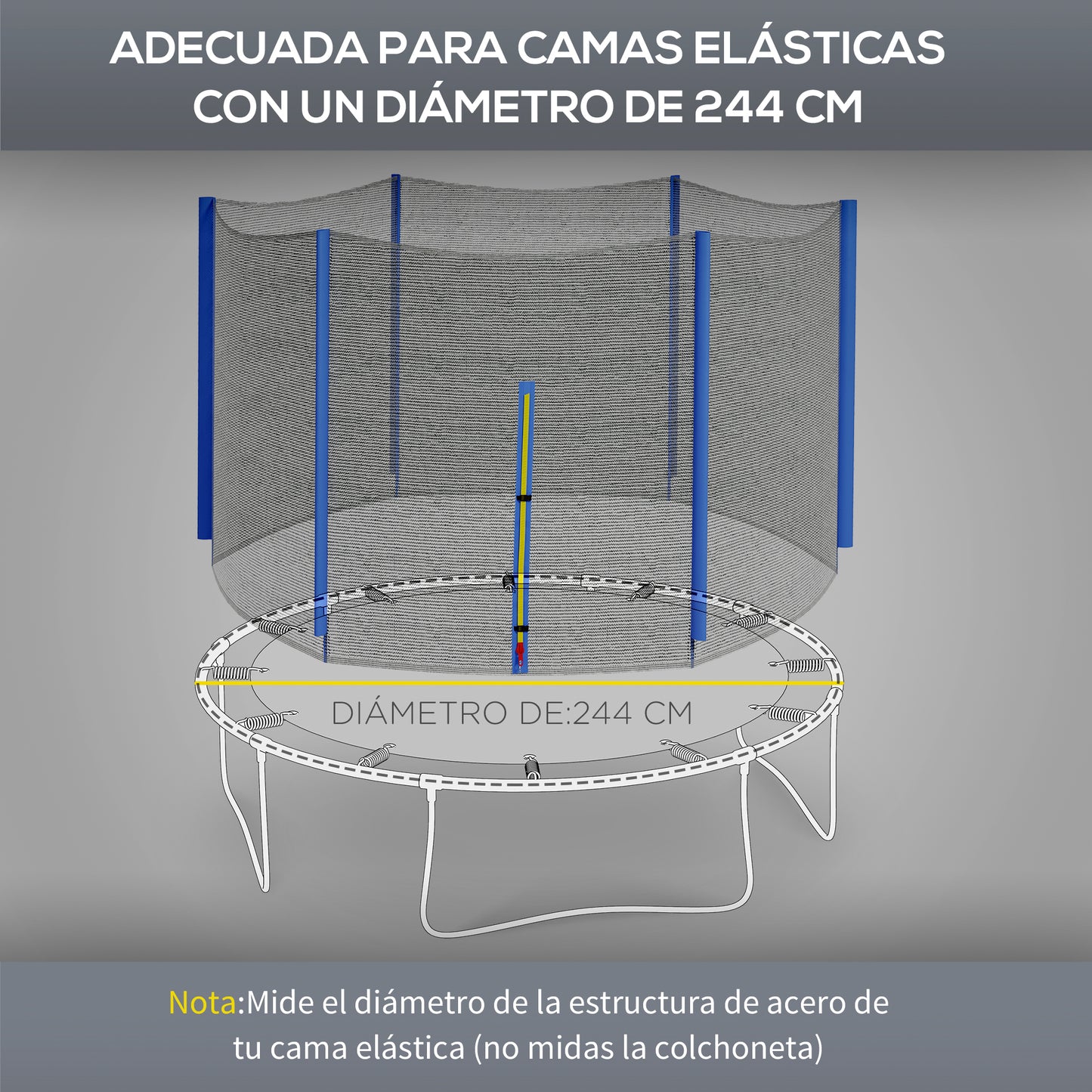 Sportnow Red De Seguridad Para Cama Elástica Ø244 Cm Para 6 Postes Rectos Azul_3