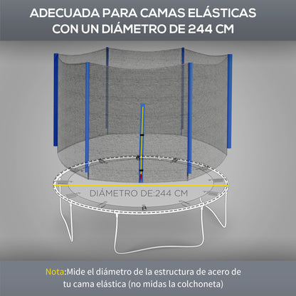 Sportnow Red De Seguridad Para Cama Elástica Ø244 Cm Para 6 Postes Rectos Azul_3