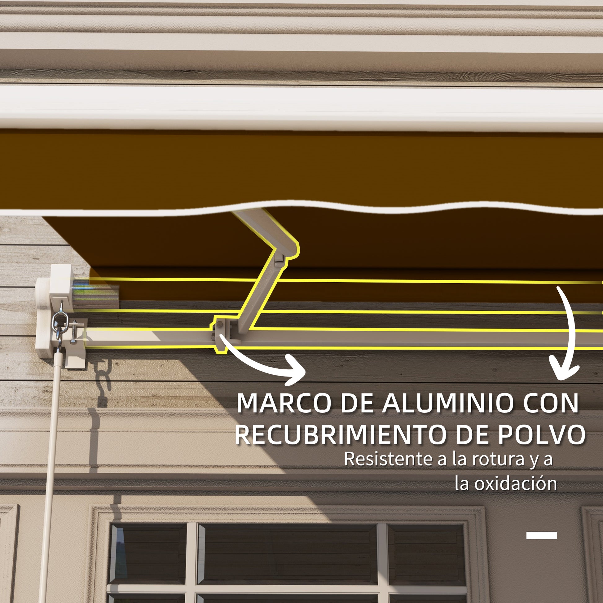 Outsunny Toldo Manual Retráctil Plegable Con Manivela Exterior 295x245 Cm Café_5