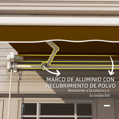 Outsunny Toldo Manual Retráctil Plegable Con Manivela Exterior 295x245 Cm Café_5