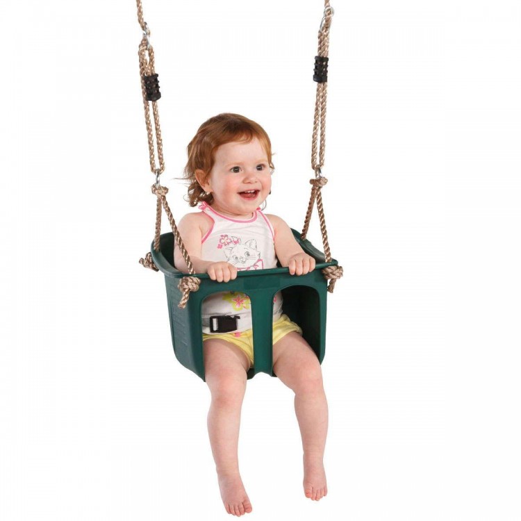Columpio Individual De Madera Redonda Masgames Kila L + Asiento Bebe._4