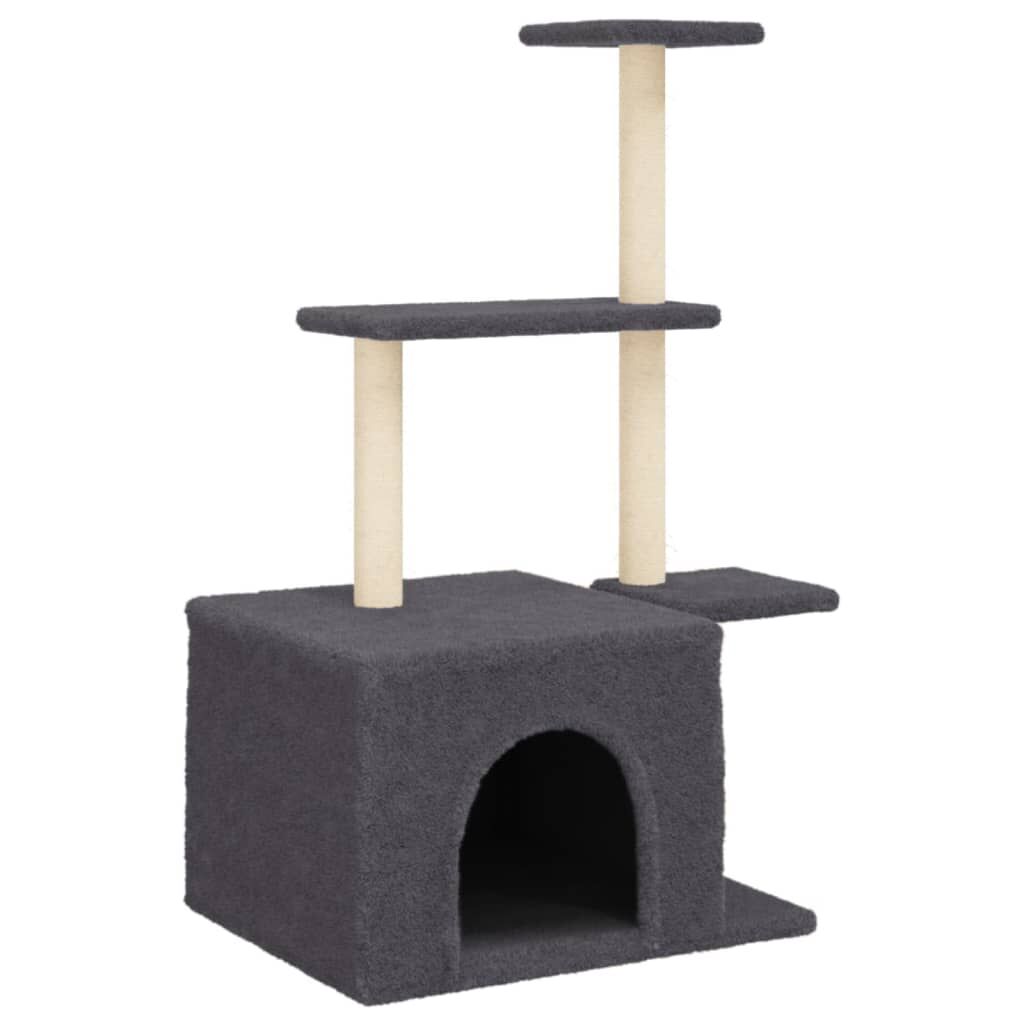 Vidaxl Rascador Para Gatos Con Postes De Sisal Gris Oscuro 110 Cm_0