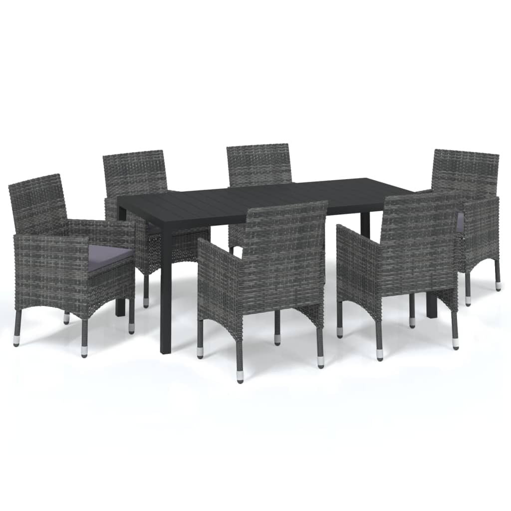 Vidaxl Juego Muebles Jardín 7 Pzas Con Cojines Ratán Sintético Gris_0