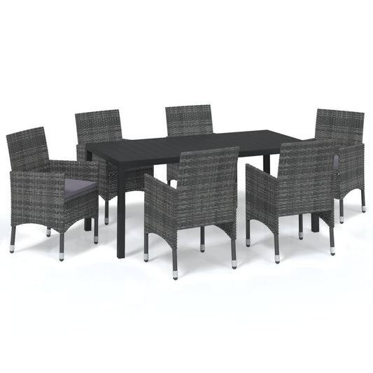 Vidaxl Juego Muebles Jardín 7 Pzas Con Cojines Ratán Sintético Gris_0