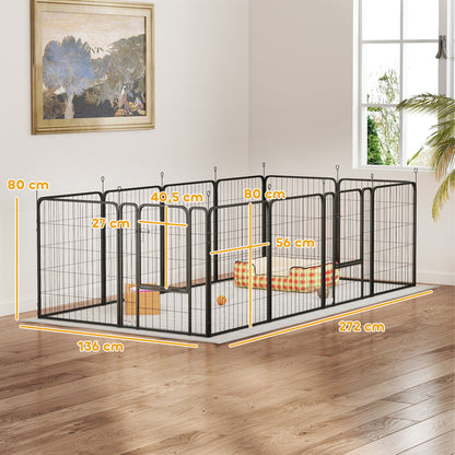 Pawhut Parque Para Perros De 12 Paneles 68x80 Cm Con Puertas Y Cierre Negro_2
