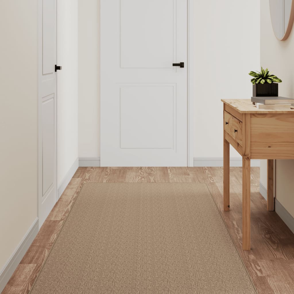 Alfombra De Pasillo Con Aspecto De Sisal Color Arena 80x400 Cm / Vetonek_5