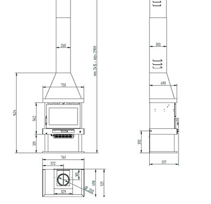 BRICOSOL Chimenea de leña frontal FM Modelo C-300 Sin Turbina, Vermiculita_3