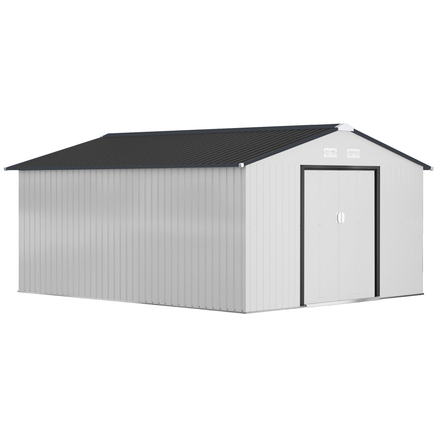 Outsunny Caseta De Jardín Exterior 12,4 M² 340x386x200 Cm Con Puerta Corredera_0