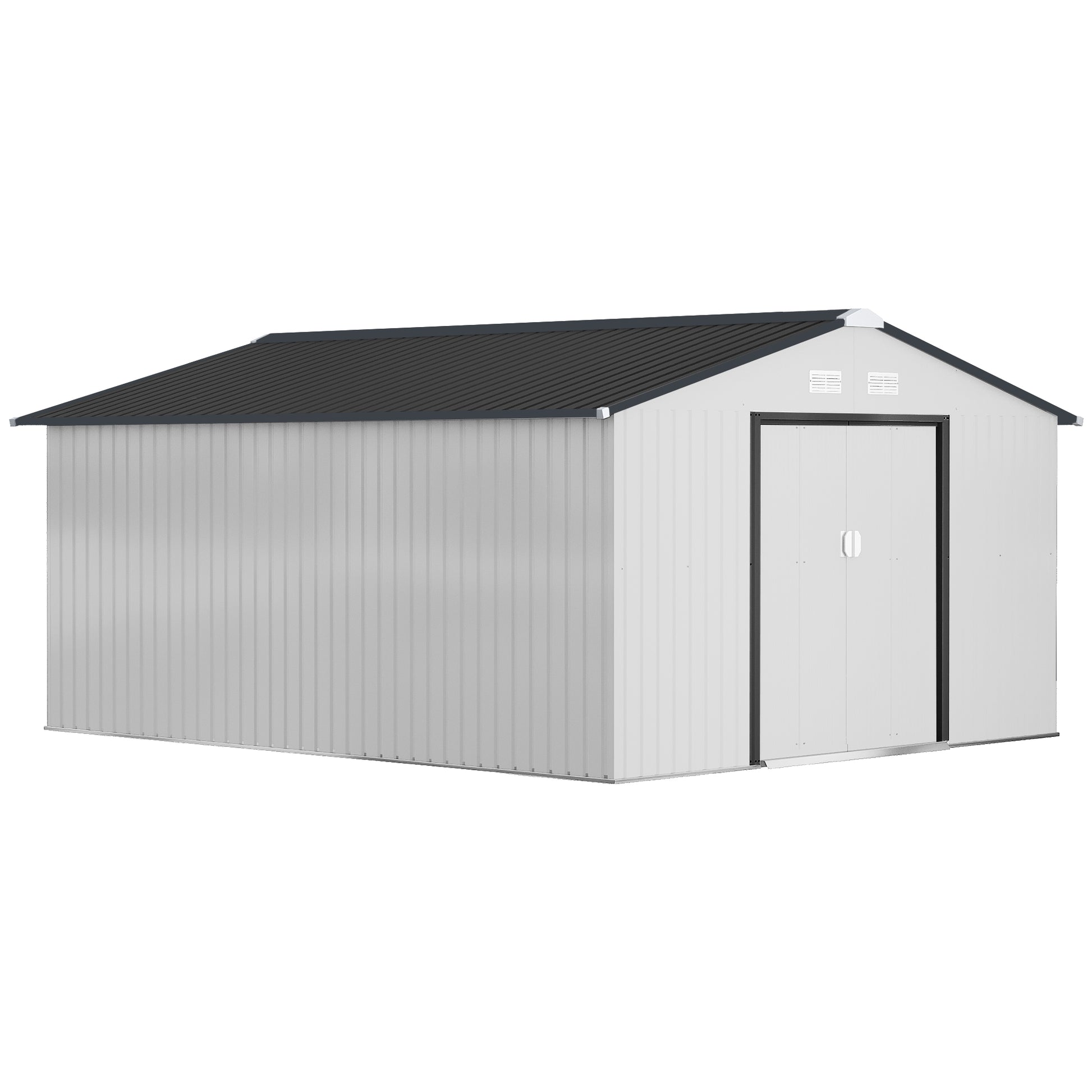 Outsunny Caseta De Jardín Exterior 12,4 M² 340x386x200 Cm Con Puerta Corredera_0