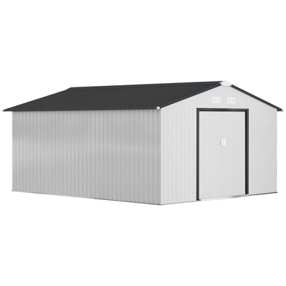 Outsunny Caseta De Jardín Exterior 12,4 M² 340x386x200 Cm Con Puerta Corredera_0