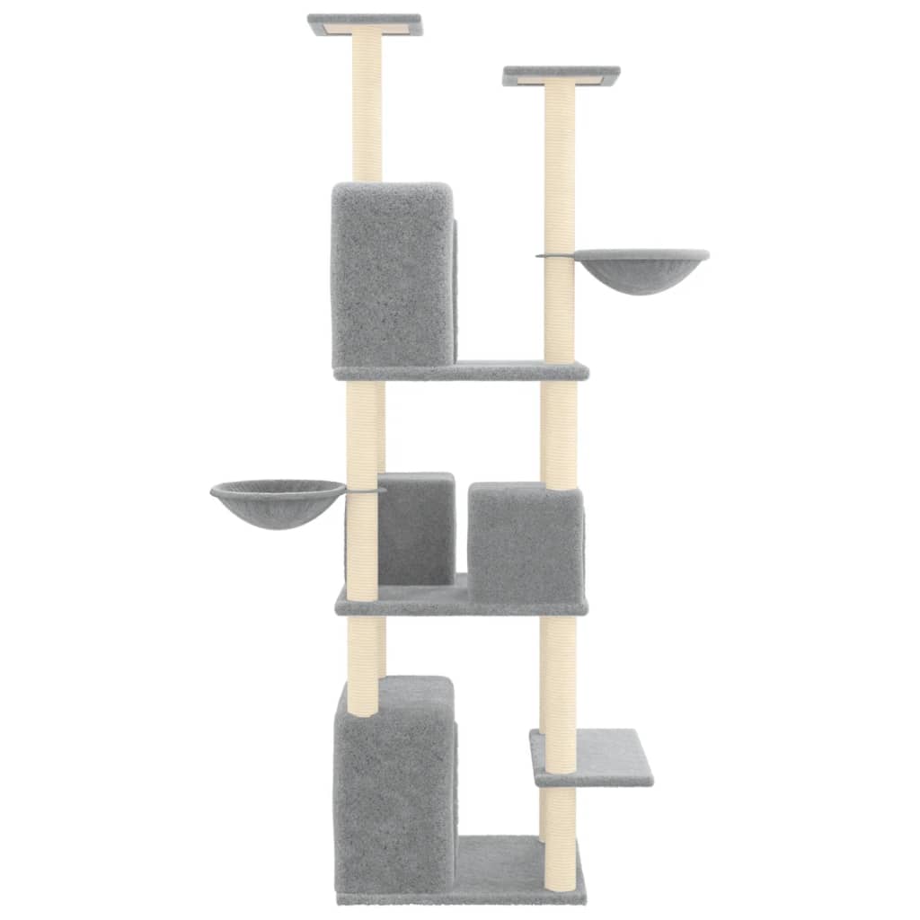 Rascador Para Gatos Con Postes De Sisal Gris Claro 180 Cm_3