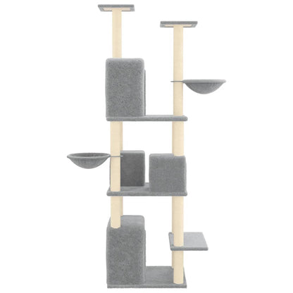 Rascador Para Gatos Con Postes De Sisal Gris Claro 180 Cm_3
